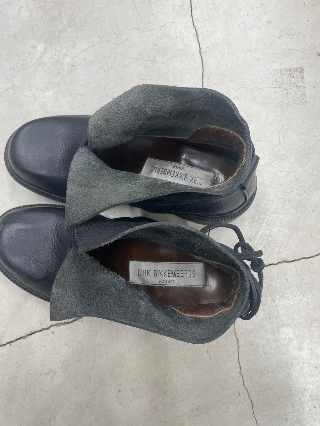 Dirk bikkembergs aw94 Lace-through Leather Wooden Heel Boots